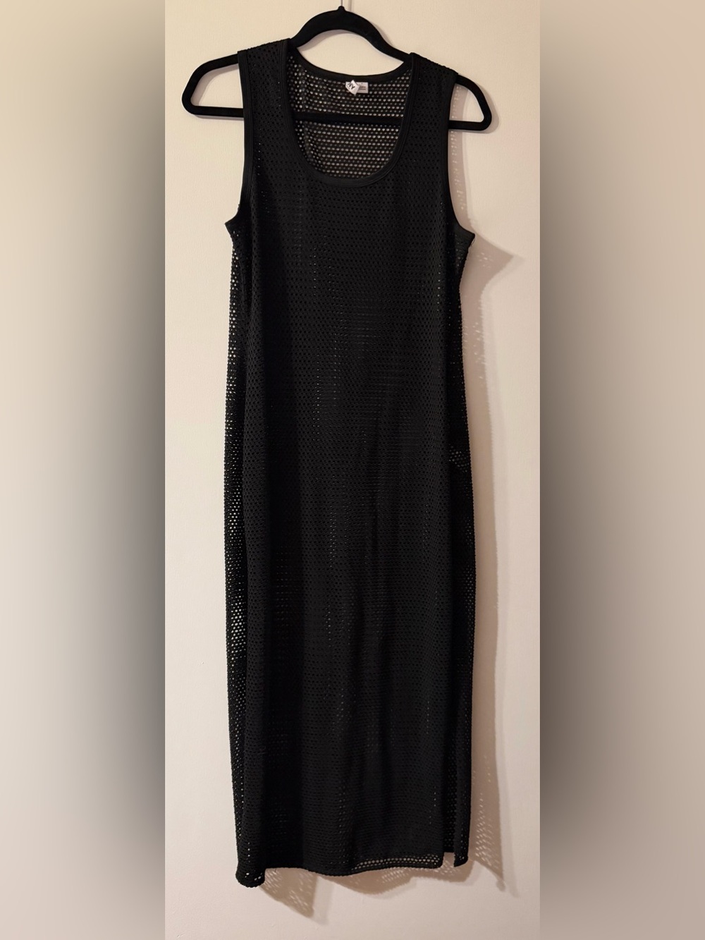 DKNY Black Sleeveless Mesh Swim Coverup Midi
